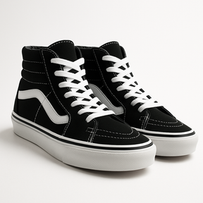 Tênis Bota Cano Alto Preto com Branco Feminino